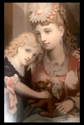 JOHN HENRY BUFFORD LITOGRAFÍA ANTIGUA Original Madre Hija Retrato 1873 Foto 1 de 4