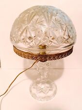 Antique, 20th Century Edwardian Style Crystal Cut Mushroom Lamp,Starburst Etched