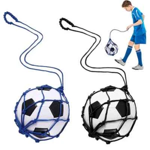 Portable Football Self Trainer Kick Net Soccer Ball Mesh Bag Youth Training 1PC - Picture 1 of 17