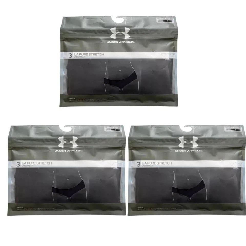 Under Armour 1325615001xl Womens XL Black Pure Stretch Thong 3pk `