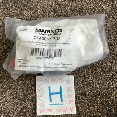 Marinco CL40FRSB-D ADV/-RECEPTACLE,FEMALE,PANEL MOUNT,THREADED STUD,BLUE - Image 1 of 2