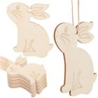 20 Pcs Easter Design Wooden Slices Tree Ornaments Rabbit Diy Natural