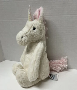 Jellycat Cream Unicorn 12" Bashful Plush Pink Mane Tail Stuffed Animal 1 year+ - Picture 1 of 6