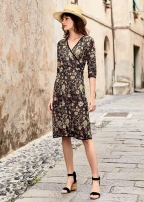 Vestido Peruvian Connection Carasco Mediano Negro Caléndula Verde azulado Floral Algodón Pima Foto 1 de 4