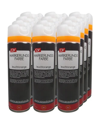 SDV CHEMIE MARKIERUNGSFARBE LEUCHTORANGE 12x 500ml Boden Markierfarbe Signierspray