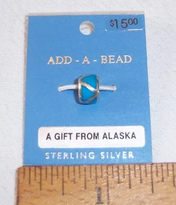 EUROPEAN STYLE STERLING SILVER SPACER BEAD CHARM-FAUX TURQUOISE TRIANGLES DESIGN - Picture 1 of 5