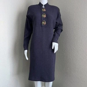 Vintage Steve Fabrikant Women's Dress Size S Purple Knit Long Sleeve Wool Blend - Picture 1 of 11