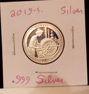 2019 S Lowell Massachusetts Washington Quarter .999 SILVER Proof FROSTY Lady A - Picture 1 of 3