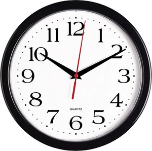 Reloj de Pared Negro Silencioso Sin Tictac 10 Pulgadas Calidad Cuarzo Funciona con Batería Rojo - Imagen 1 de 12