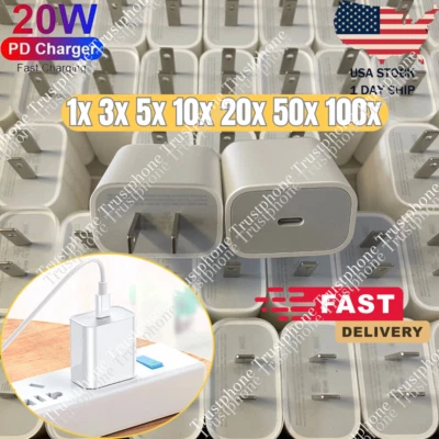 For iPhone 14 13 12 11 20W Fast Charger Block USB Type C Wall Power Adapter Lot - Image 1 of 4