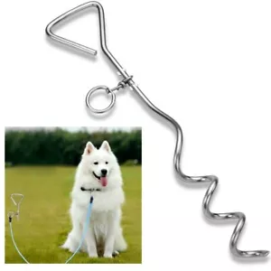 16" Chrome Heavy Duty Dog Tie Out Stake Spiral Metal Screw Yard Ground Spike NEW - Picture 1 of 1