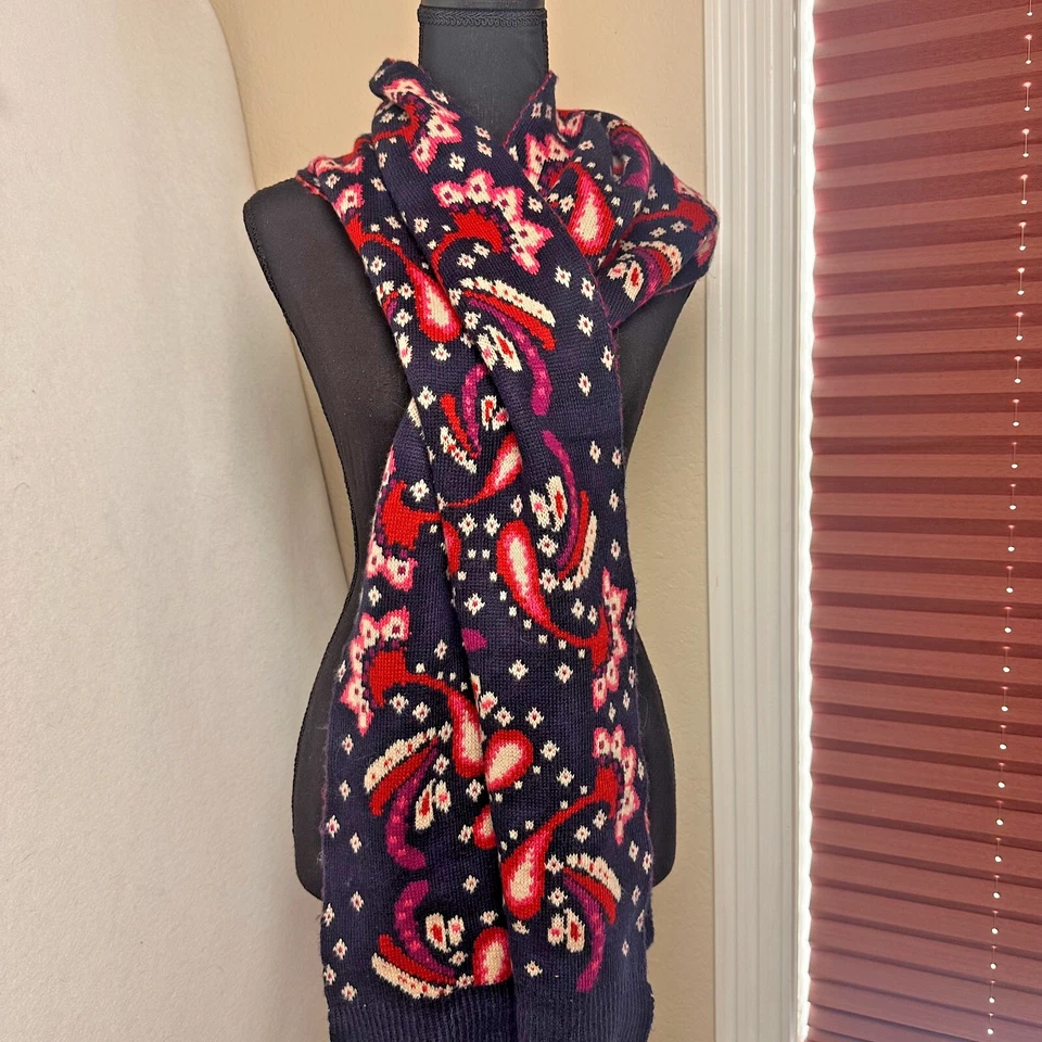 Vera Bradley 12 x 73 Multi Colored navy blue Paisley Design  Scarf/Wrap/Shawl - Image 1 of 4