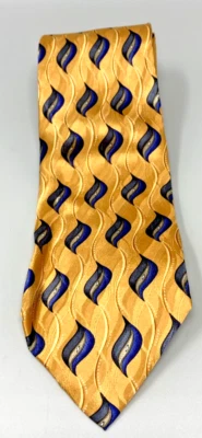 J.Z. Corbata de seda geométrica Richards hecha a mano amarilla/azul Foto 1 de 3