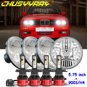 For BMW 325i 528i 535i 735i E30 4pcs 5 3/4" 5.75 inch LED Headlight Hi/Lo Beam