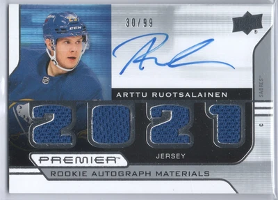 2021-22 Upper Deck Premier Hockey Rookie Auto Materials Arttu Ruotsalainen /99 - Image 1 of 2