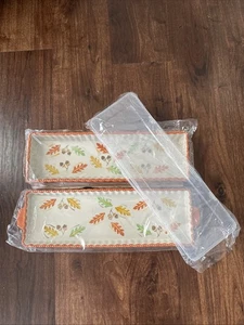 Temp-tations Old World Orange Leaves + Acorn Tart Pan & Tray 14" 3 Pcs - Picture 1 of 2