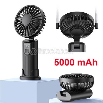 3 in 1 Portable Handheld Fan 5000mAh USB Rechargeable Mini Foldable Fan Cooling - Image 1 of 4