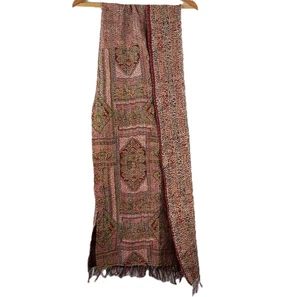 Craft Resource Center Pure Silk Pink Multicoloured Stitch Detail Scarf 74" x 19" - Picture 1 of 6