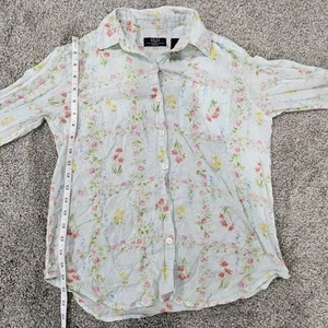 Crazy Horse Womens Cotton Button Up Blouse Light Blue Sz Petite Small  - Picture 1 of 14