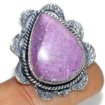 Anillo étnico enchapado en plata 925 púrpura ágata de Botswana talla US 8,5 GW Foto 1 de 3