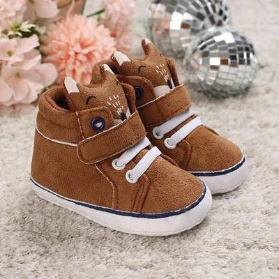 Newborn Baby Boy Crib Shoes Infant FOX PreWalker Trainers Rubber Sneaker - Image 1 of 4