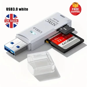 USB 3.0-2 in 1 SD Card Reader High Speed Micro Memory Adapter, No Battery, UK - Picture 1 of 4