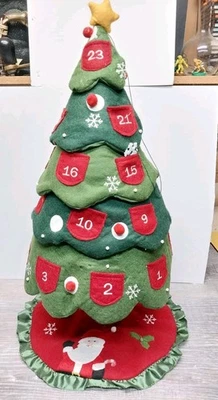 Vintage Felt Christmas Tree Countdown Advent Calender North Pole Trading 24" - Image 1 of 3
