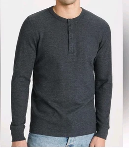 NWT Rhone Waffle Henley Long Sleeve Men's Shirt XXL Black Heather - Picture 1 of 8