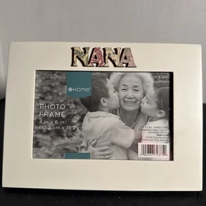 Marco de fotos NANA tiene capacidad para 4”x6” objetivo hogar caballete blanco trasero o colgante - Imagen 1 de 3