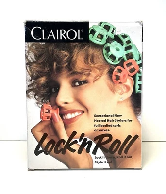 Vintage 1989 Clairol Lock 'n Roll Hot Curlers TESTADO FUNCIONA + caixa, instruções - Imagem 1 de 4