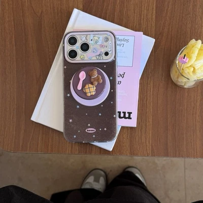 Cute Stars Rilakkuma Mag Safe Holder + Case Cover For iPhone 17 16 Pro Max 15 14 - Image 1 of 4