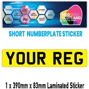 SNP02 kurzes Nummernschild zum Aufkleben - Motorhaube Stoßstange Wohnwagen - Show Fun Aufkleber - Bild 1 von 1