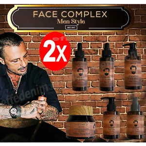 Set Da Barba 2x Ammorbidente Lisciante Olio Siero Shampoo Balsamo Face Complex - Foto 1 di 8