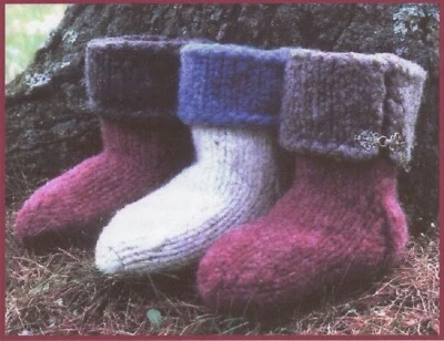 Dawn Brocco Knitting Pattern #22 Toasty Toes Felted Slippers Child Adult 6 sizes - Image 1 of 3