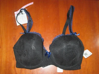 Nuevo con etiquetas Essential Bodywear The Ava Bra Mujer Talla 32E Negro y Azul Con Aros 32260 Foto 1 de 4