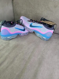 NWT Nike Air Vapormax Flyknit Womens 12 Pink Blast Blue Shoes DX3369 S110 - Picture 1 of 10