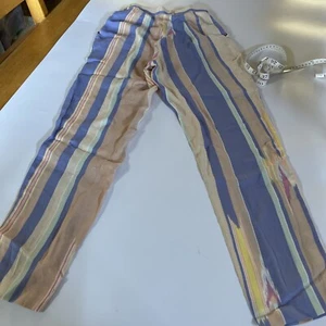 Pantalone donna trasparente retrò anni 80 4-6 righe colori pastello vita 23" - piccolo!! - Foto 1 di 7