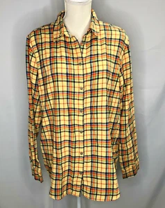 Urban Outfitters UO Mujer Franela Amarillo y Azul Cuadros Abotonada Talla Grande - Imagen 1 de 7