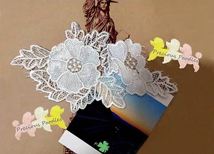 Large Flower Lace Appliques 3 Pieces 13.5 x 25 cm off white for All Crafts - Picture 1 of 7