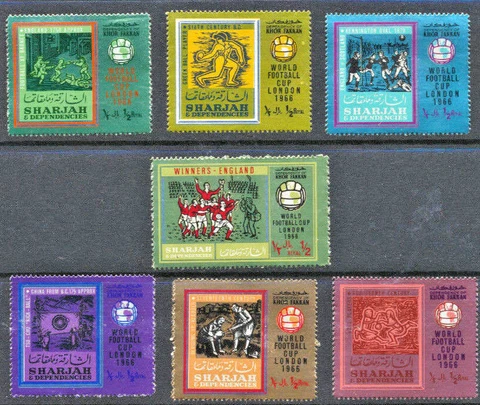 World Football Cup Soccer 1966 Khor Fakkan Foil Stamps  Mint NH Cplt Set of 7 Cover