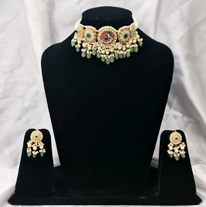 Juego de Polki de Plata de Ley 925 con Piedras Moissanita Elegante Joyería India - Imagen 1 de 6