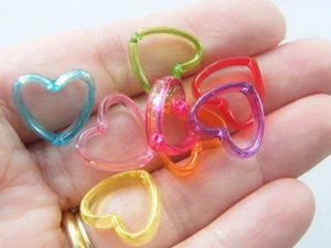 100 Heart bead frames random mixed acrylic BB493 - Picture 1 of 6