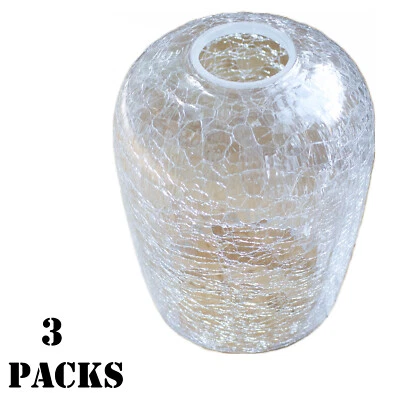 3 Pk Glass Globe Crackle Shade 5" W  x 6" H for Light Fixture Pendant Chandelier - Image 1 of 4