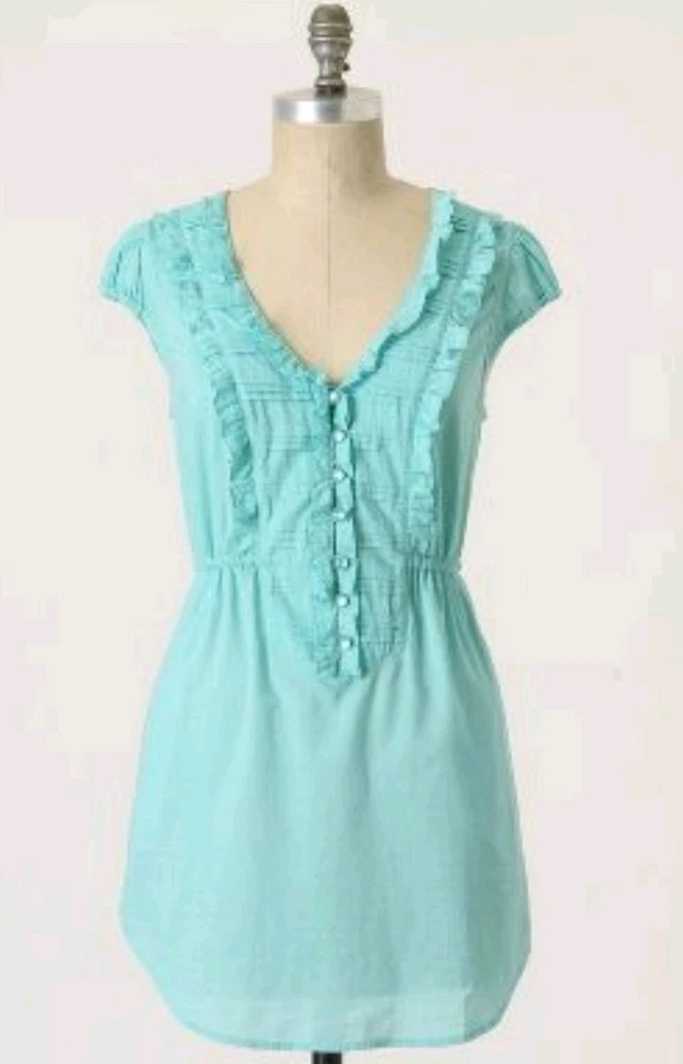 Vestido túnica azul aguamarina claro usado en excelente estado Anthropologie Edme & Esyllte Keep it Simple talla 0 Foto 1 de 4