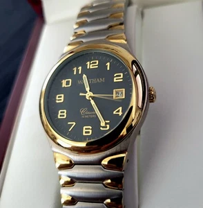 Pristine Rare Vintage Waltham Classics 80's Black Date Retro Men's Watch - Picture 1 of 6