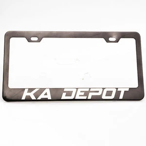 Black Chrome Custom Personalize Laser Engraved License Plate Frame Bracket w/Cap - Picture 1 of 11