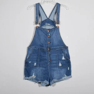 No Boundaries Juniors REPREVE Button Front Destructed Shortalls Sz XXXL/3XG - Picture 1 of 4