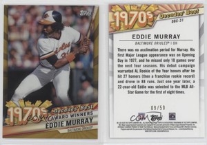 2020 Topps Decades Best Chrome Series 2 Award Winners Gold /50 Eddie Murray HOF