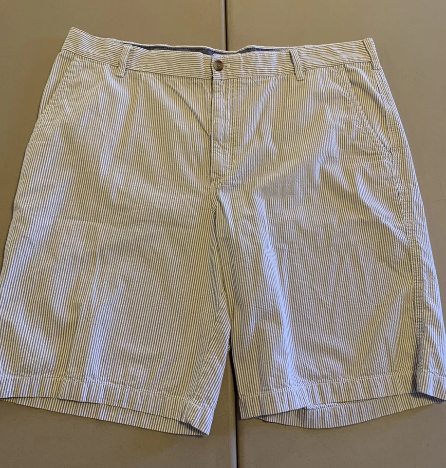 Pantalones Cortos de Golf IZOD Para Hombres 42 Off White Gris Rayas Frente Plano Pantalones Cortos de Golf Foto 1 de 4