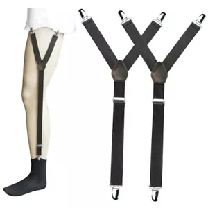 Shirt Stays for Men Military Adjustable Elastic Garter Straps Black a/1 Pair - Picture 1 of 5